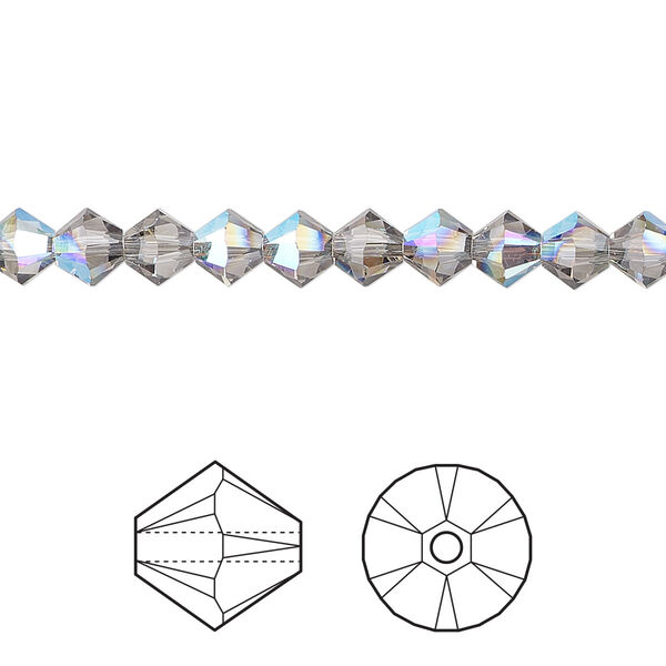 Bead 24pk black diamond shimmer, Crystal Passions® 5mm bicone 5328 image number 0