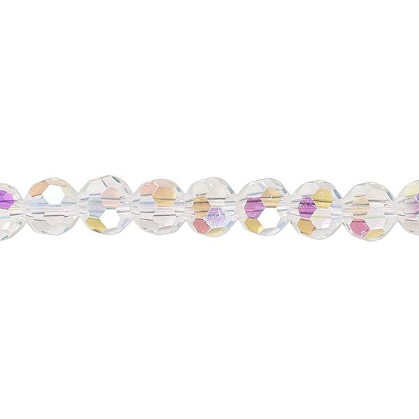 Bead 1pk 32 facets transparent clear AB, Celestial Crystal® 6mm round 15.5-16 inch image number 0