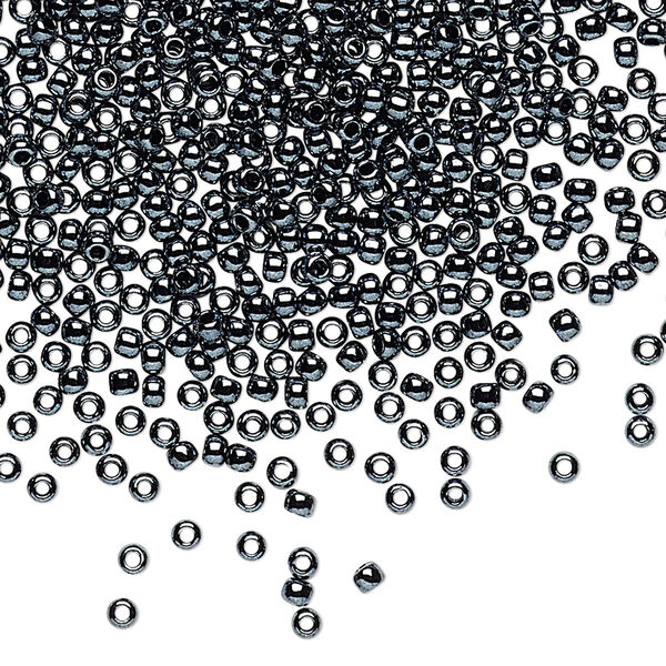 Seed bead, TOHO BEADS®, glass, pkg/7.5g, #11 round, opaque metallic hematite (TR-11-81). image number 0