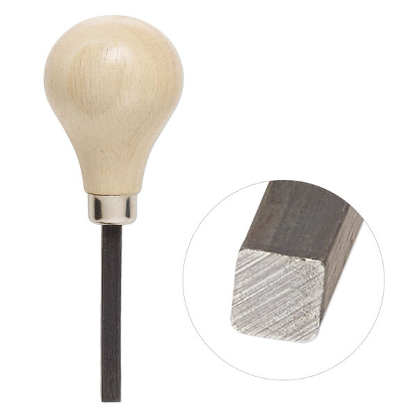 Bezel pusher, white ashwood and steel, 3-2/3 inches with 4.5mm flat square tip. Sold individually. image number 0