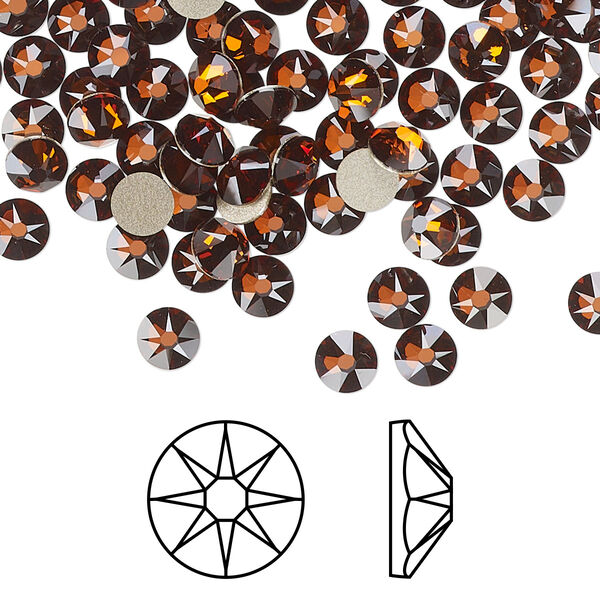 Flat back 144pk smoked amber foil back, Crystal Passions® 4.6-4.8mm rose round SS20 2088 image number 0