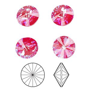 Chaton 48pk crystal royal red DeLite, Crystal Passions® 14mm rivoli 1022