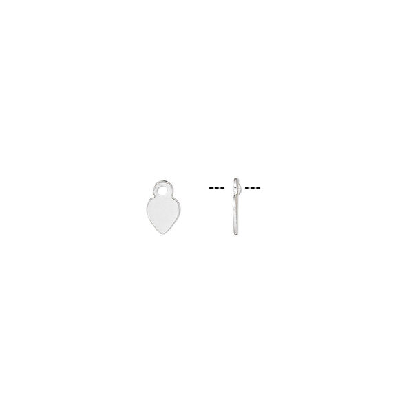 Drop, Hill Tribes, sterling silver, 4mm heart. Sold per pkg of 10. image number 0