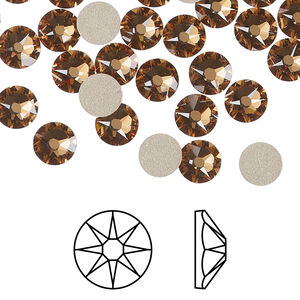 Flat back 1pkg288 light smoked topaz foil back, Swarovski® ReCreated™, 6.32-6.5mm rose round SS30 2088