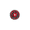 Bead, Egyptian glass rhinestone / epoxy / resin, red and dark green, 14mm round with pav&eacute; striped design. Sold individually. image number 1