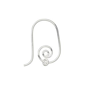 Ear wire fishhook 1pkg2 sterling silver, 22.5mm spiral design / 3.5mm jump ring, 20 gauge 1 pair
