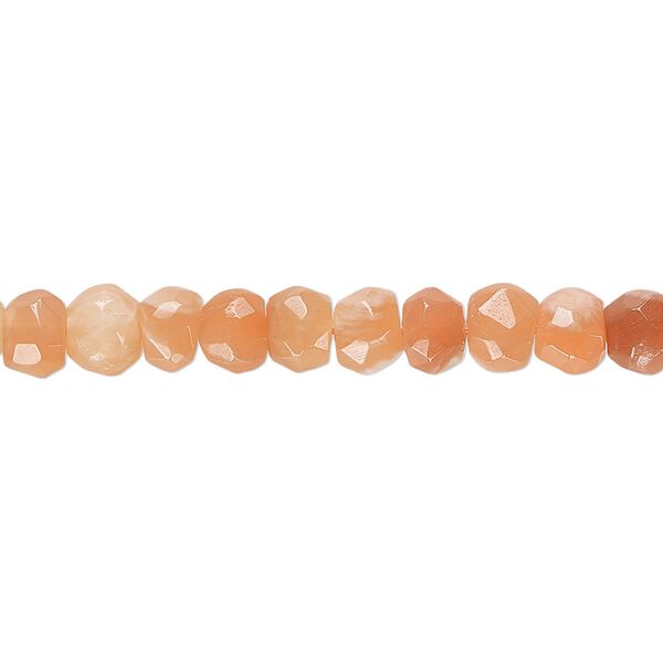 Peach moonstone 1pkg1, hand-cut faceted rondelle bead natural 7 inch 5x3mm-6x4mm image number 0