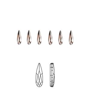 Flat back 6pk blush rose foil back, Crystal Passions® 6x1.7mm raindrop 2304