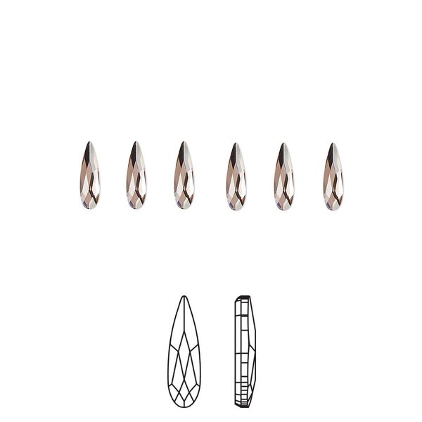 Flat back 6pk blush rose foil back, Crystal Passions® 6x1.7mm raindrop 2304 image number 0
