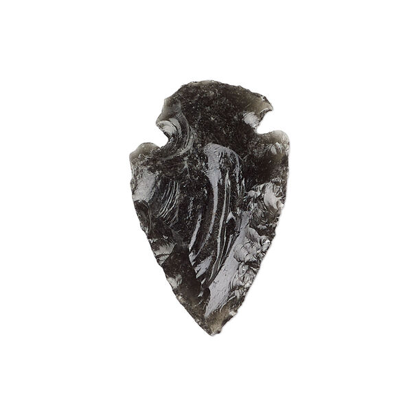Black obsidian 1pkg1, hand-knapped undrilled arrowhead focal natural B- grade, 26x15mm-32x19mm image number 0