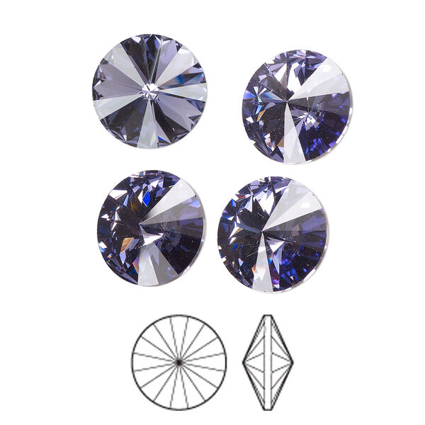 Chaton 6pk tanzanite foil back, Preciosa MAXIMA Czech crystal rhinestone 12mm rivoli image number 0