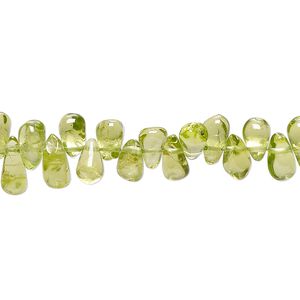 Peridot 1pkg1, hand-cut top-drilled teardrop bead natural 14 inch 6x3mm-11x4mm