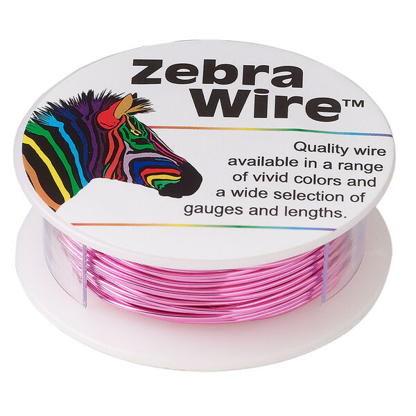 Wire, Zebra Wire™, color-coated copper, pink, round, 20 gauge. Sold per 15-yard spool. image number 0