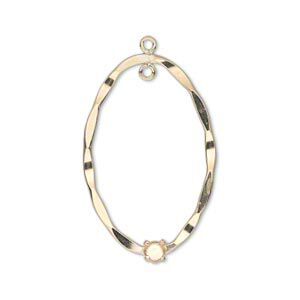 Drop, 14Kt gold-filled, 29x19mm twisted flat oval with 4mm round setting and 1 loop. Sold individually.
