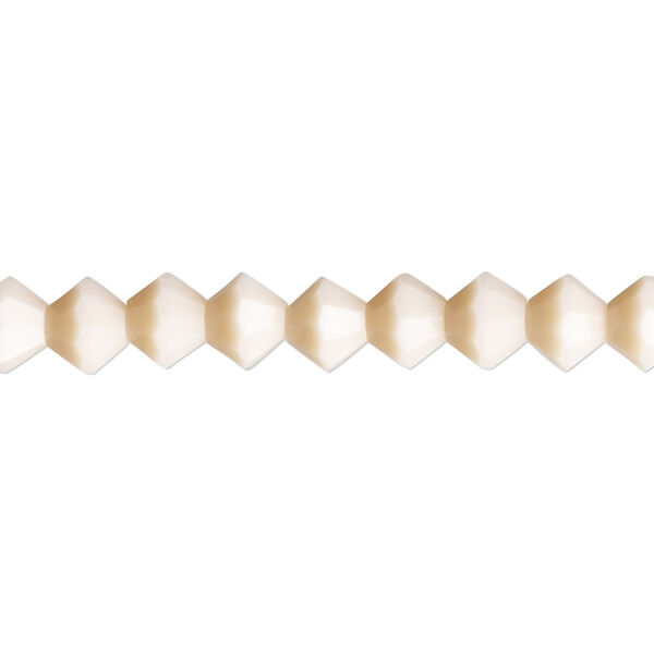 Bead, glass, opaque pink coral, 6mm bicone with 0.6-0.8mm hole. Sold per 15-1/2" to 16" strand. image number 0