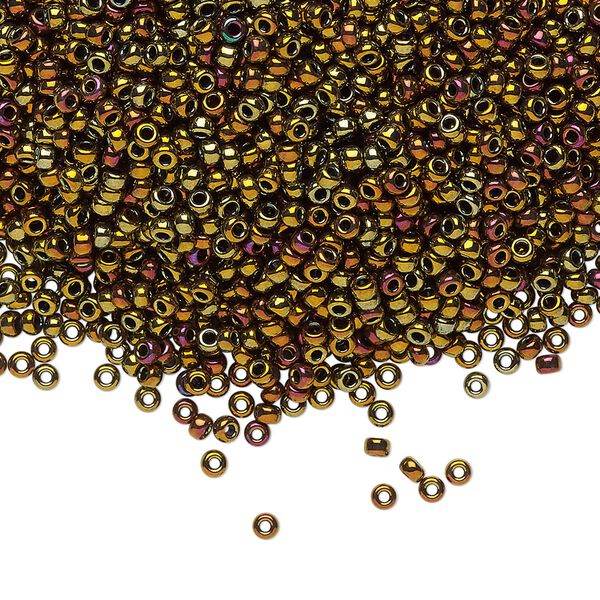 Seed bead, Miyuki, glass, pkg/25g, #11 rocaille, opaque metallic iris bronze, (RR-462). image number 0
