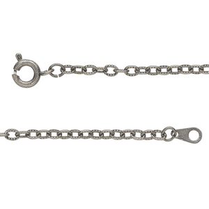 Chain, gunmetal-finished brass, 2.5mm textured cable, 24 inches with springring clasp. Sold individually.