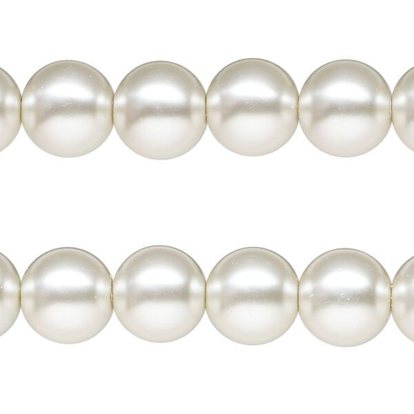 Bead, glass pearl, silver-white, 10mm round. Sold per pkg of pkg of (2) 15-1/2" to 16" strands. image number 0
