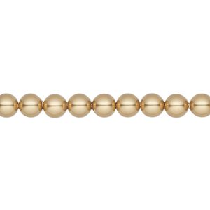 Pearl 100pk bright gold, Crystal Passions® 5mm round 5810