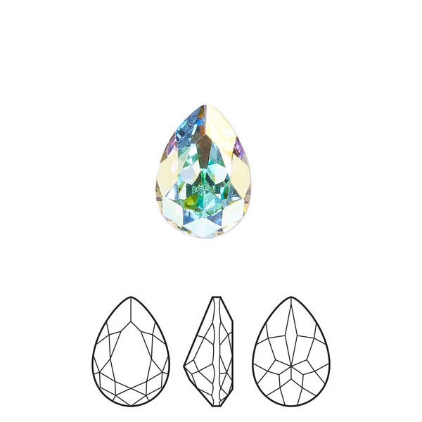 Fancy stone 144pk crystal AB foil back, Preciosa MAXIMA Czech crystal rhinestone 14x10mm pear image number 0