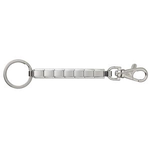 Key ring, Italian-style, nickel-finished stainless steel, 5-1/2 inches with 28mm split ring and 38x14mm trigger clasp with 7 links. Sold individually.