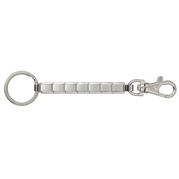 Key ring, Italian-style, nickel-finished stainless steel, 5-1/2 inches with 28mm split ring and 38x14mm trigger clasp with 7 links. Sold individually. image number 0