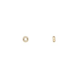 Bead, 14Kt gold, 3x1.5mm flat rondelle. Sold individually.
