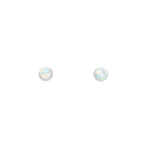 Bead, "opal" (silica and epoxy) (man-made), white, 4mm round. Sold per pkg of 2.