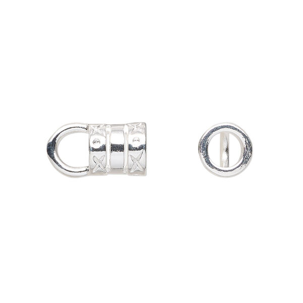 Cord end, glue-in, silver-plated brass, 8x7.5mm tube with 4.7mm inside diameter. Sold per pkg of 10. image number 0