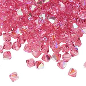 Bead 576pk rose glitter, Preciosa Czech crystal 5mm bicone