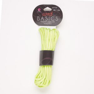 Cord, nylon, neon green, 4mm round. Sold per 18-foot pkg.