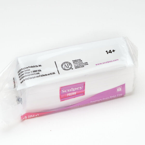 Sculpey® PREMO polymer clay 1pkg1, bar white 1 pound image number 0