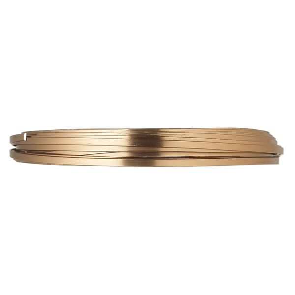 Wire, anodized aluminum, brown, 3.5x1mm flat, 16 gauge. Sold per pkg of 18 feet. image number 0
