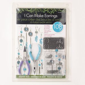 Finding and tool starter kit, "pewter" (zinc-based alloy) and steel, pkg/1, antique silver finish, assorted sizes and shapes.