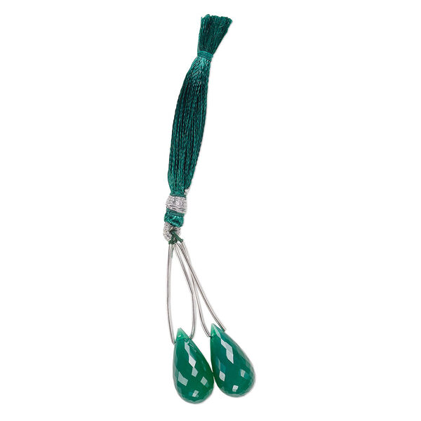 Bead, green onyx (dyed), 20x10mm hand-cut top-drilled faceted briolette, A- grade, Mohs hardness 6-1/2 to 7. Sold per pkg of 2. image number 0