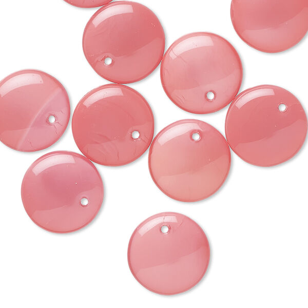 Drop, Preciosa, Czech pressed glass, opaque opaline tea rose, 12mm flat round. Sold per pkg of 10. image number 0