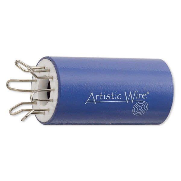 Wire knitter, Artistic Wire®, plastic / steel / stainless steel, purple and white, 3 x 1-1/4 inches with 6 prongs. Sold individually. image number 0