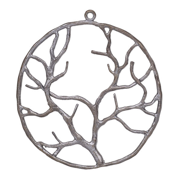 Focal, patinaed copper-plated brass, 38mm single-sided open round tree of life. Sold per pkg of 2. image number 0