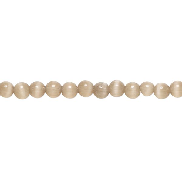 Bead, cat's eye glass (fiber optic glass), brown, 4mm round, quality grade. Sold per 15-1/2" to 16" strand. image number 0