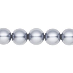 Bead, crystal pearl, pewter, 10mm round. Sold per pkg of (2) 15-1/2" to 16" strands, approximately 80 beads.