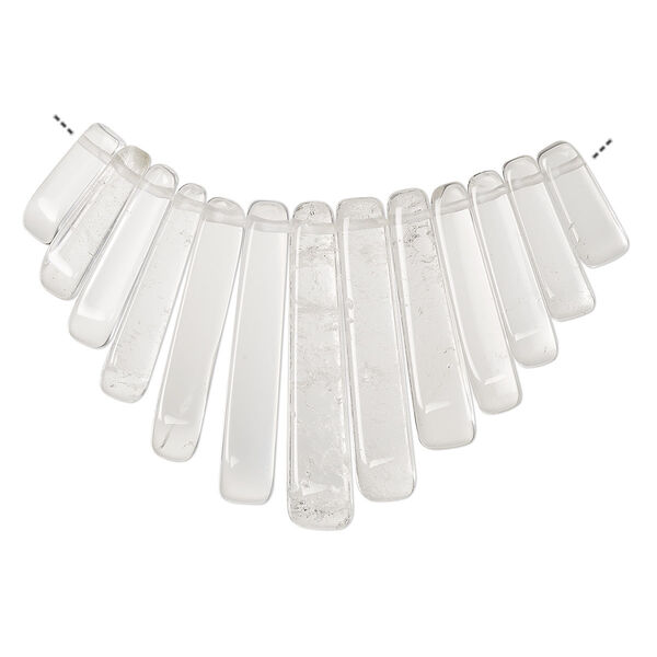 Focal, quartz crystal (natural), 10-29mm graduated mini-fan, B grade, Mohs hardness 7. Sold per 13-piece set. image number 0