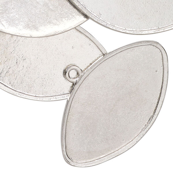 Drop, antique silver finish "pewter" (zinc-based alloy), 39x23mm marquise with 36x20mm marquise setting. Sold per pkg of 6. image number 0