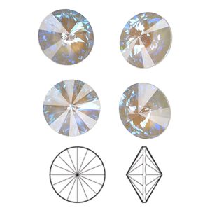 Chaton 144pk crystal serene gray DeLite, Swarovski® 12mm rivoli 1122