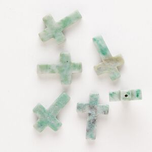 Ching hai "jade" 1pkg6, half-drilled cross drop natural 21x14mm-25x18mm