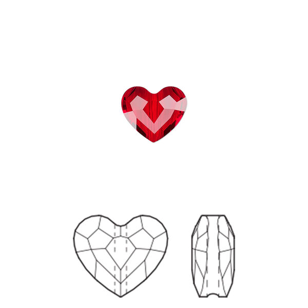 Bead 4pk light Siam, Crystal Passions® 8mm love 5741 image number 0
