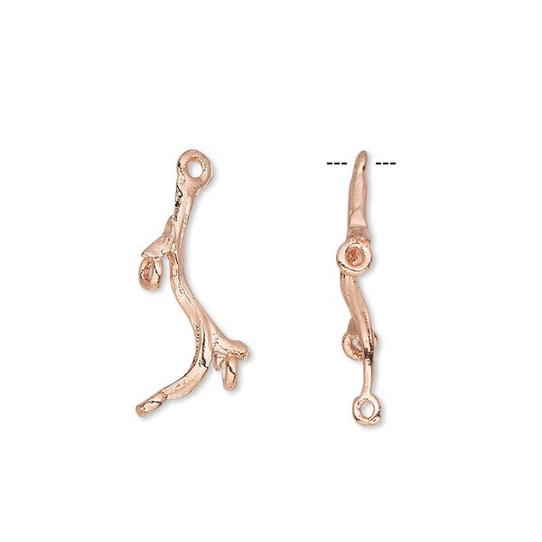 Drop, copper-plated brass, 20x12mm branch, 3 loops. Sold per pkg of 8. image number 0