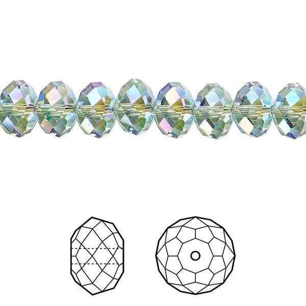 Bead 12pk erinite shimmer 2X, Crystal Passions® 8x6mm rondelle 5040 image number 0