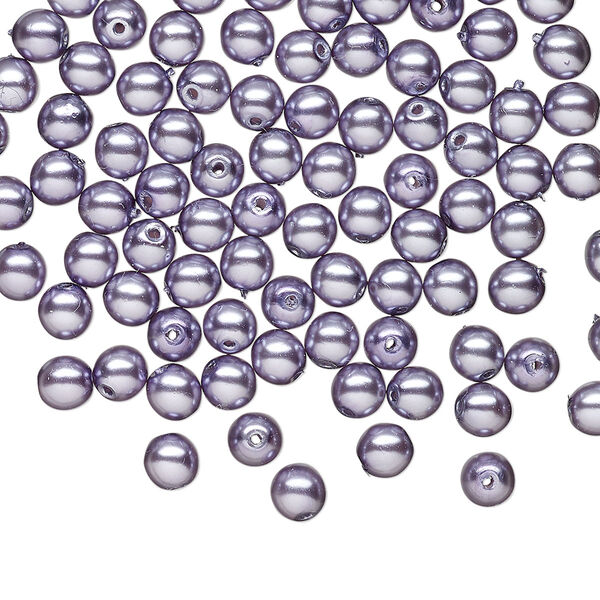 Bead druk Czech pearl-coated glass 100pk 4mm round, opaque lavender image number 0