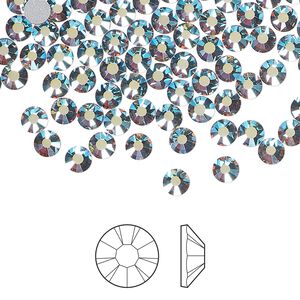 Flat back 1pkg1440, lilac ash AB foil back Preciosa Viva 12® Czech crystal rhinestone 3.8-4mm chaton rose round SS16