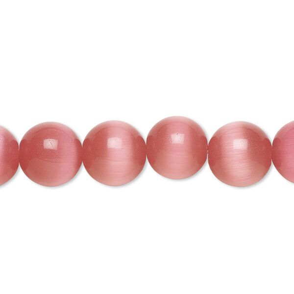 Bead, cat's eye glass (fiber optic glass), dark pink, 10mm round, quality grade. Sold per 15-1/2" to 16" strand. image number 0